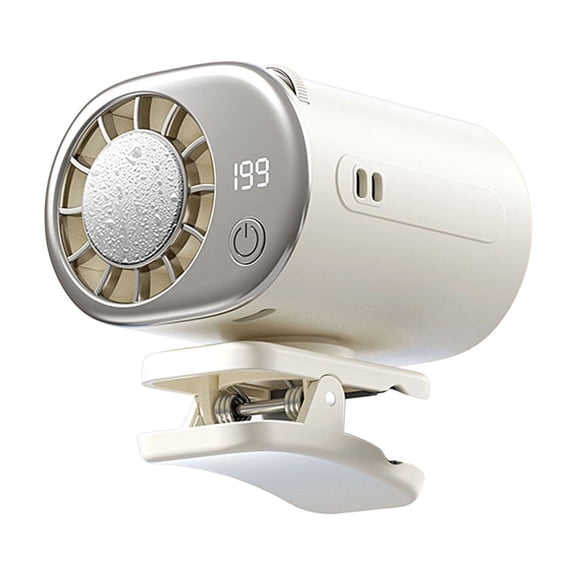 Clip On Portable Cooling Fan With LED Display, 199 Speed Semiconductor Airflow System, 360掳 Adjustable Waist Desk Clip Design, Strong Quiet Wind For Car Office And Outdoor Use