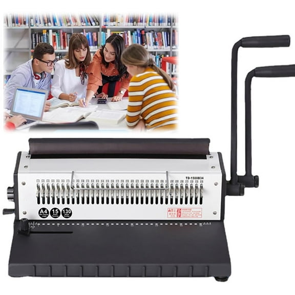 Clip Ring Binding Machine, 34-Holes Book Puncher,15 Sheets/Bind 130 Sheets Coil Punch Machine With Sturdy Metal Construction(Square Holes)