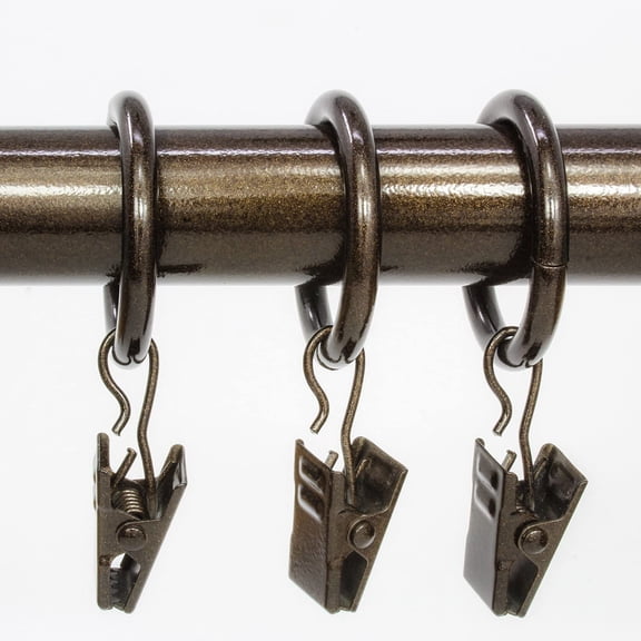 Clip Rings, Fits Rods 3/4-in. Diameter, Curtain & Drapery Hardware, Essential Bronze - Pack of 12