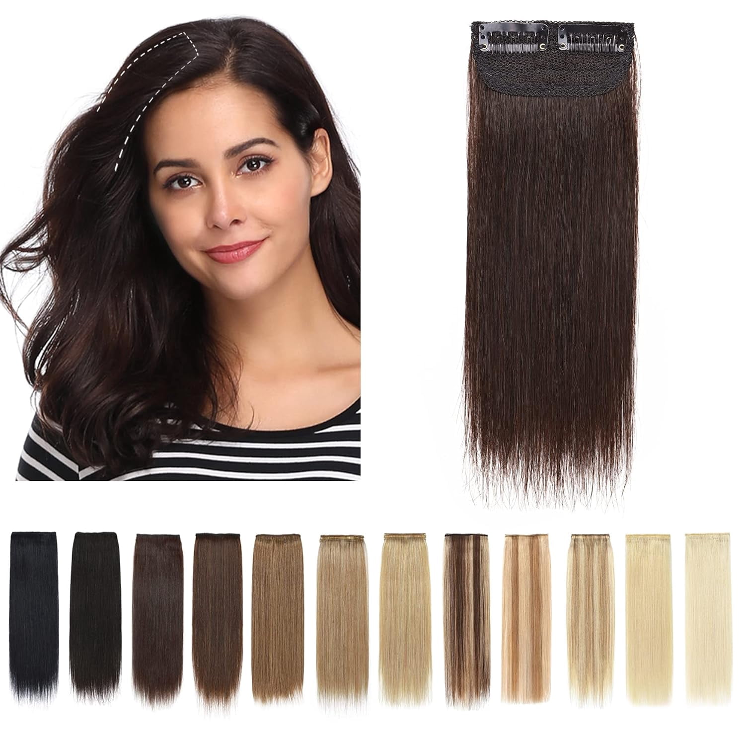 Clip in Short Hair Extensions 4 Inch 100% Human Hair Hairpiece Human ...