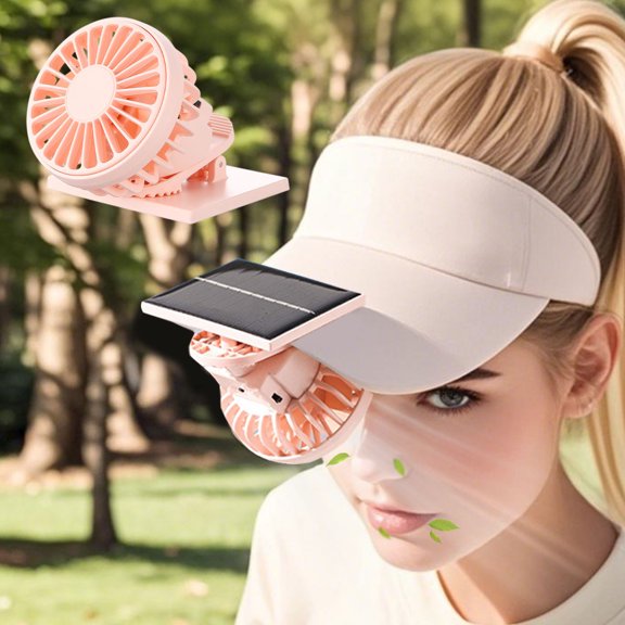 Clip On Solar Fan For Hat,Mini Solar Fan Hat Clip,Travel Outdoor Hiking Portable Multi Function Clip Cap Solar Rechargeable Fan Desktop USB Rechargeable(Pink Head Size:23-21in)from ANMUYUM