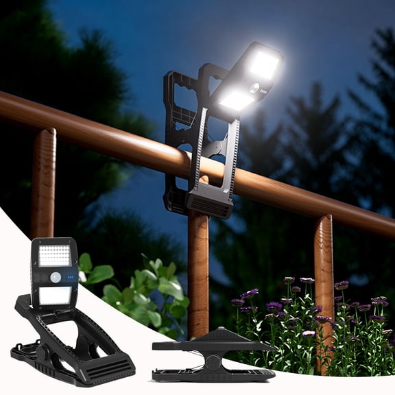 Clip on Solar Lights Outdoor, 100 LEDs Motion Sensor Clip Light with USB Charging & 3 Modes, 360 Rotatable Solar Lights Outdoor Waterproof, LED Security Light for Yard Patio Fence Deck