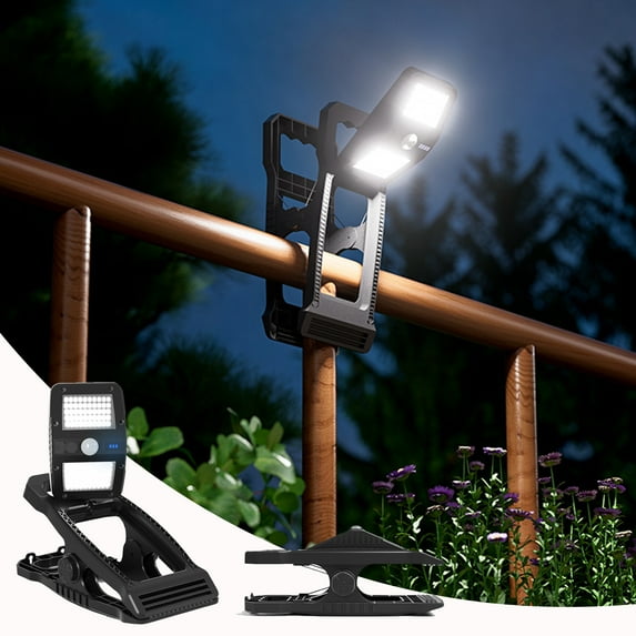 Clip on Solar Lights Outdoor, 100 LEDs Motion Sensor Clip Light with USB Charging & 3 Modes, 360° Rotatable Solar Lights Outdoor Waterproof, LED Security Light for Yard Patio Fence Deck