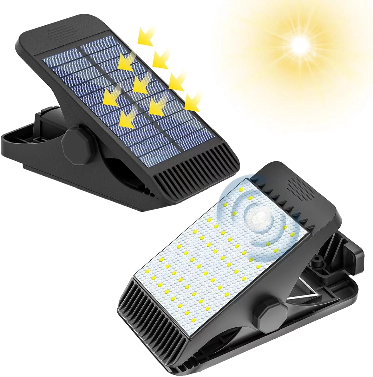 Clip on Solar Lights Outdoor, Motion Sensor Lights, Grill Lights for Outdoor Grill, 60 LED, 3 Light Modes, 3 Mounting Ways, Waterproof Security Light for Chicken Coop, Fence, Garden, Camping(2Pack)