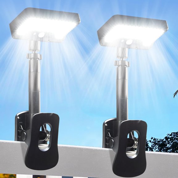 Clip On Solar Lights Outdoor, Motion Sensor Outdoor Lights, 92 LEDs 600LM Solar Fence Lights Outdoor Waterproof,Security Lights for Fence, Deck, Gutter (2, Clamp/Black/6000K)