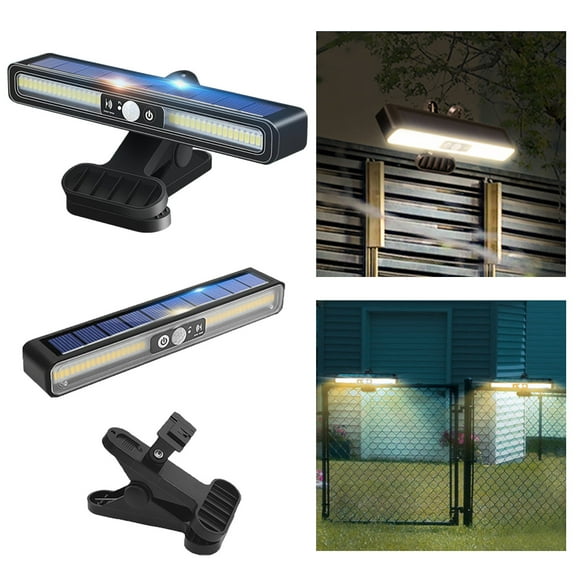 Clip On Solar Motion Lights Outdoor Waterproof, Solar Fence Lights Outdoor with 3 Lighting Modes, Portable Security Light for Fence,Gutter,Backyard,Garage,Camping