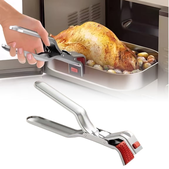 A Clip Stainless Hot Plate Clips Anti Scald Multi Purpose Tongs for Microwave Oven Fryer Steamer Pots & Bowls Ergonomic Non Design for Secure Grip & Heat