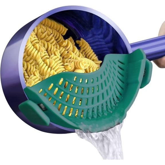 Clip Strainer for Pots and Pans, Pasta Strainer Clip Strainer for Meat Vegetables Fruit Kitchen Colander (Sea Blue)