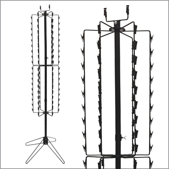 Clip Strip Corp. Free Standing Spinner Display Rack, Black, 108 Clips, 68.5 Inch Height