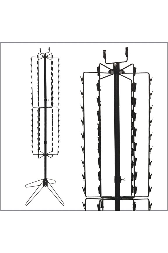 Corp. Free Standing Spinner Display Rack, Black, 108 Clips, 68.5 Inch Height