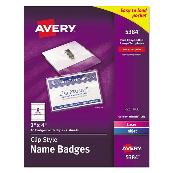 Clip-Style Name Badge Holder With Laser/inkjet Insert, Top Load, 4 X 3, White, 40/box | Bundle of 2 Boxes