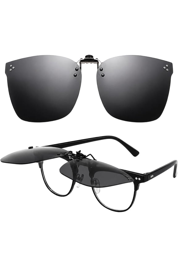 Clip Sunglasses That Fit Over Glasses, Polarized Clip Ons for Men and Women, Anti-Glare Driving Sun Shades for Myopia Eyewear