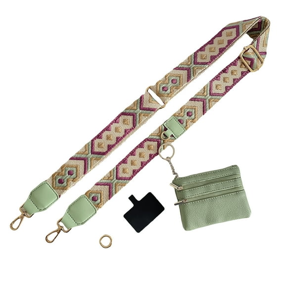 Clip and Go Phone Strap with Zipper Pouch,Crossbody Adjustable Chain Lanyard with PU Leather Wallet for All Phones