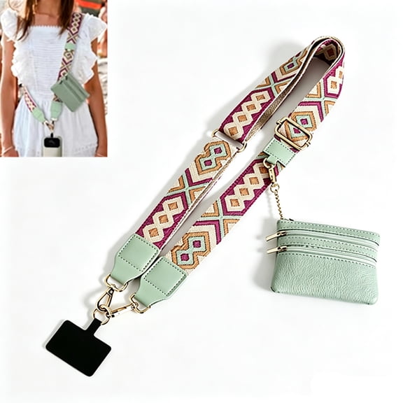 Clip and Go Strap for Phone With Wallet Crossbody, Phone Strap with Zippered Pouch for All Phones