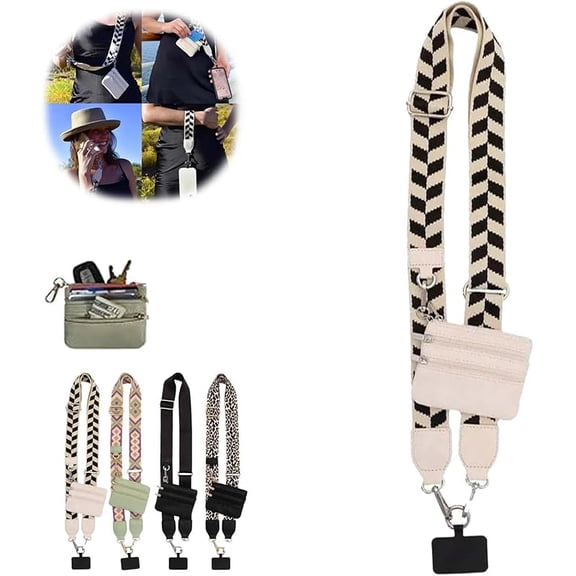 Clip and Go Strap for Phone with Crossbody Wallet, Phone Strap with Zipper Pouch Wallet (4PCS Mix Color)