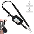 thumbnail image 1 of Clip and Go Strap for Phone with Wallet Crossbody Phone Lanyard Adjustable and Detachable RFID Wristlet Wallet with ID Window and Zipper, Black, 1 of 9