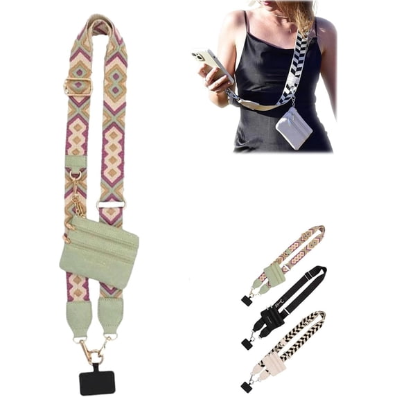 Clip and Go Strap for Phone with Wallet Crossbody, Phone Strap with Zippered Pouch, Mobile Phone Kit