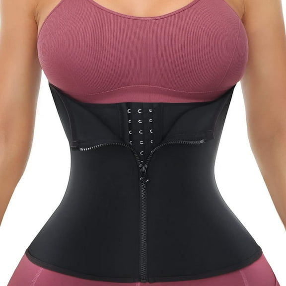 Clip and Zip Waist Trainer Corset Women Rubber Worked Out Sweat Vest Body Shaper