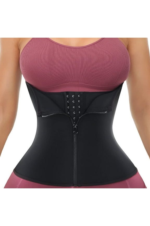 Clip and Zip Waist Trainer Corset Women Rubber Worked Out Sweat Vest Body Shaper