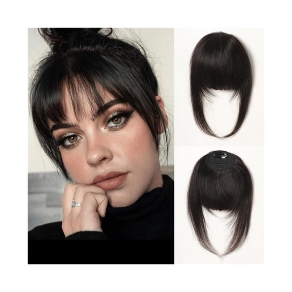 Clip in Bangs 100% Human Hair Extensions Blonde Bangs French Thick Bangs Clip on Bangs