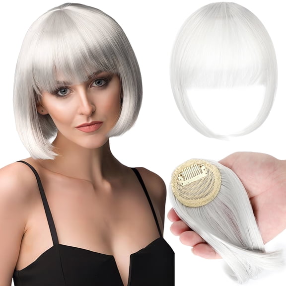 Clip in Bangs Hair Extensions Clip on Wispy Bangs for Women Fringe with Temples Hairpieces