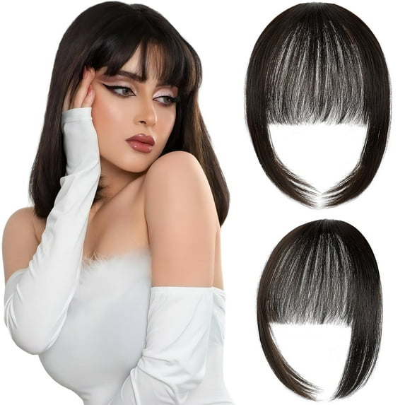 Clip in Bangs Hair Extensions Clip on Wispy Bangs for Women Fringe with Temples Hairpieces