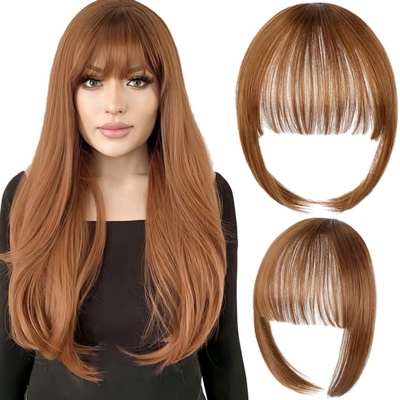 Clip in Bangs Hair Extensions Clip on Wispy Bangs for Women Fringe with Temples Hairpieces