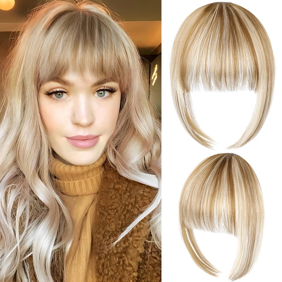 Clip in Bangs Hair Extensions Clip on Wispy Bangs for Women Fringe with Temples Hairpieces