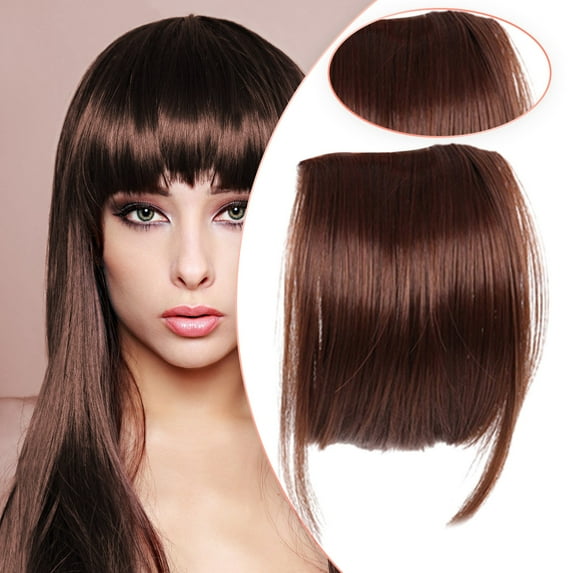 Clip in Bangs Hair Extensions, Hair Clip on Fake Bangs with Temples Front Fringe French Flat Bangs, D, 1.1oz, 8.6inch