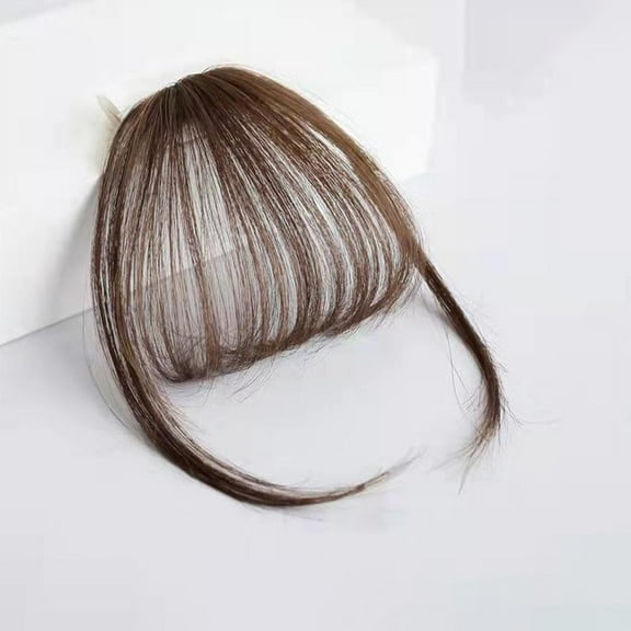 Clip in Bangs Real, Human Hair Bangs Wispy Dark Brown Clip In Bangs Fringe with Temples Real Human Hair Fake Bangs Extensions for Women Daily Wear