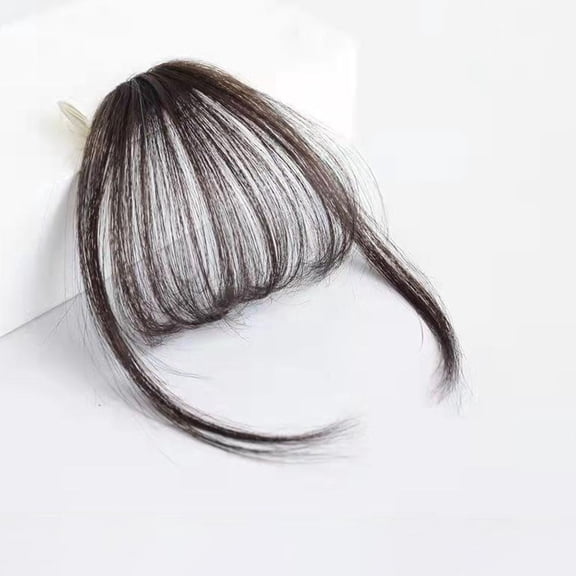Clip in Bangs Real, Human Hair Bangs Wispy Dark Brown Clip In Bangs Fringe with Temples Real Human Hair Fake Bangs Extensions for Women Daily Wear