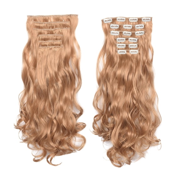 Clip in Hair Extensions, 20" Long Wavy Curly Wig, Synthetic Wig for Women, Natural as Real Hair, for Daily Party Cosplay-E-19.7''Length