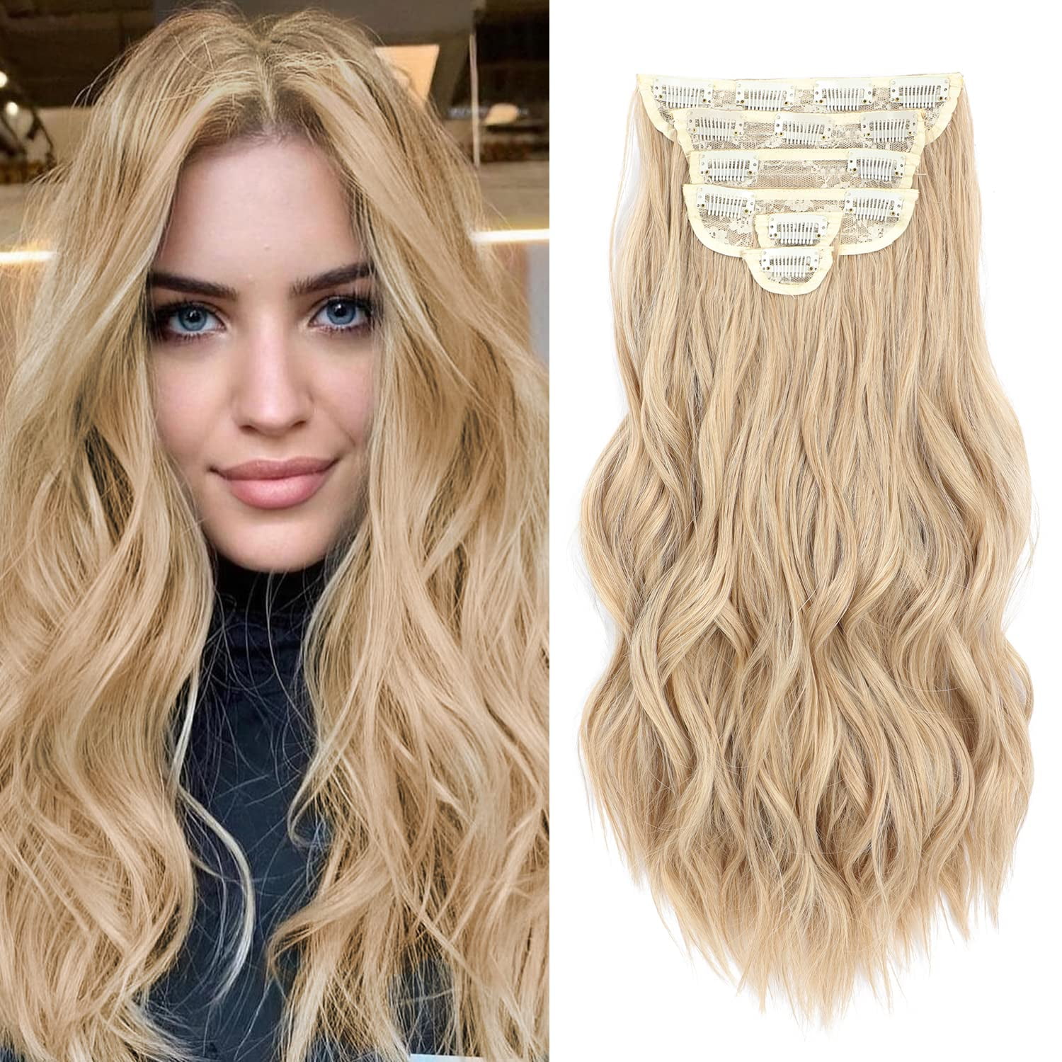 Clip in Hair Extensions, 6 PCS Natural & Blends Well Hair Extensions ...