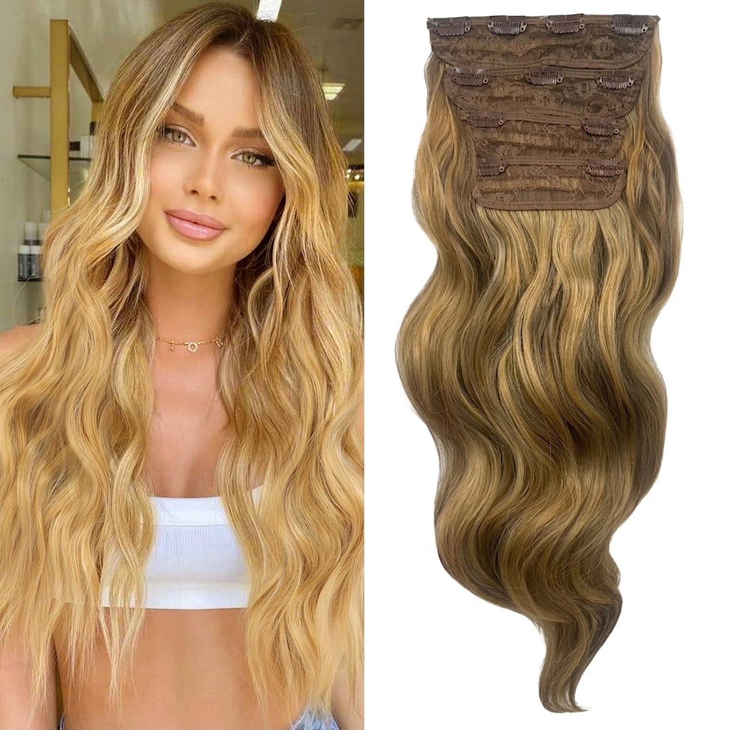 20 Inch Clip In Hair Extension 160g Wavy Synthetic Full Volume e769155f-ace4-4d99-b177-  main image 2