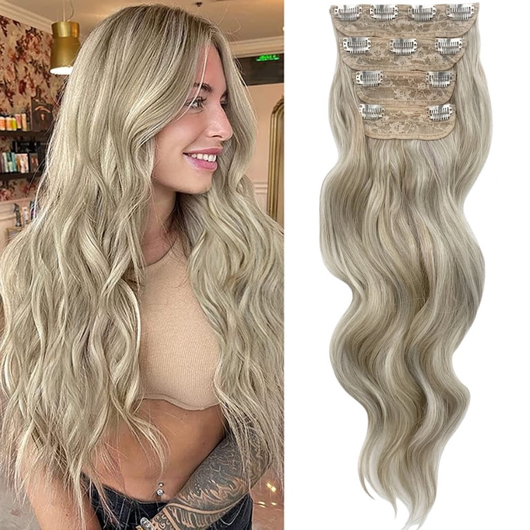 Clip in Long Wavy Synthetic Hair Extension 24 Inch Ash Brown  display picture 2