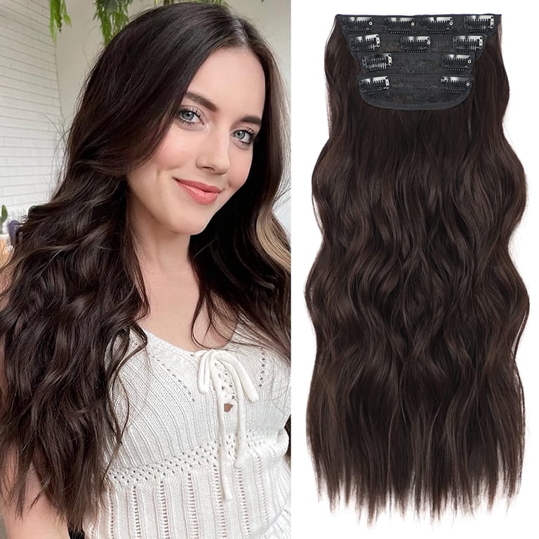 Walmart 4PCS 24 Inch Long Wavy Clip in Synthetic Hair 