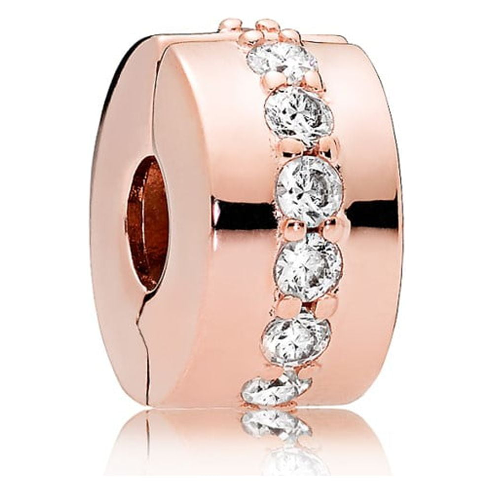Clip in Rose w/12 bead-set clear CZ Charm 781972CZ - Walmart.com