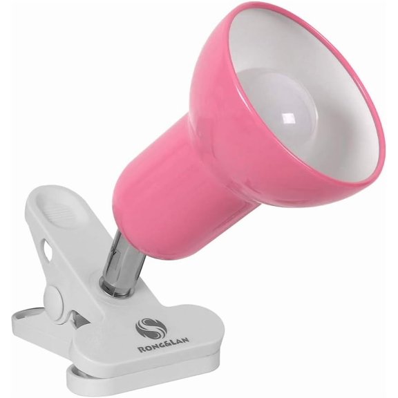 Clip lamp,360 Rotation Clip on Lamp Portable Book Reading Light,Clamp on Desk/Table/Bunk Bed/Cupboard Home Lighting, (Desk lamp,Seven Colors for Your Choice) (Pink)