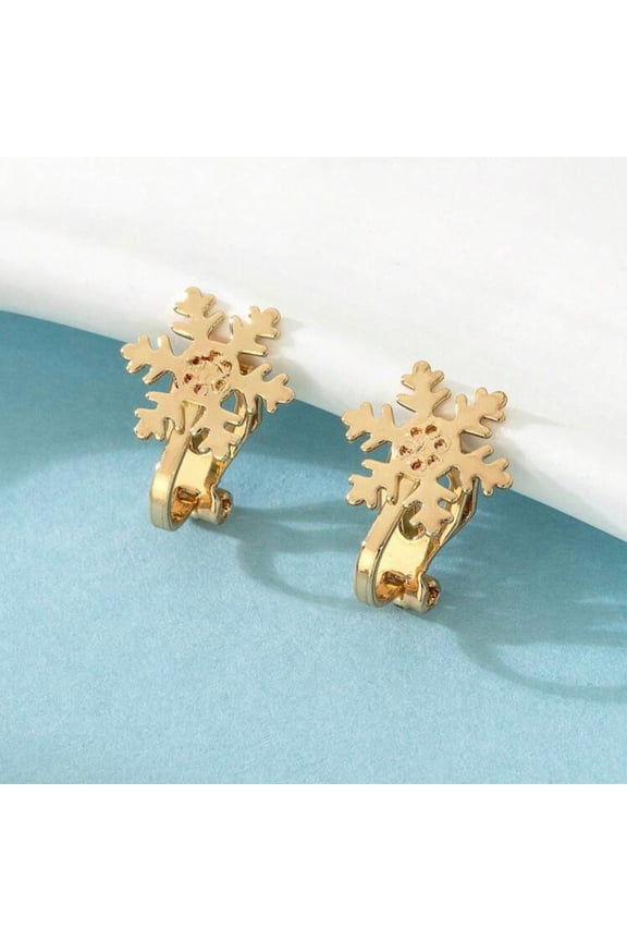 Clip on 1/2" small gold snowflake button style earrings
