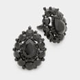 thumbnail image 1 of Clip on 1 3/4" large and small shiny black stone teardrop earrings, 1 of 1