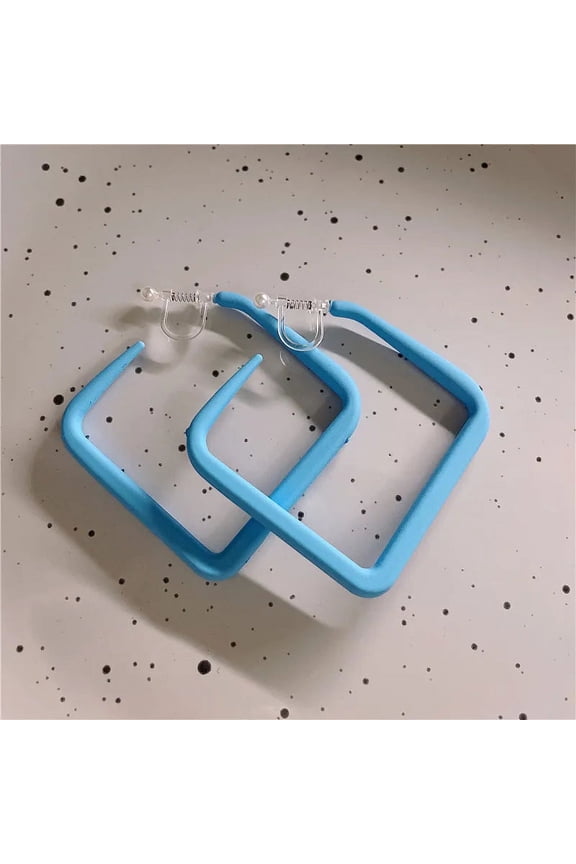 Clip on 1 3/4" large square plastic hoop earrings in a variety of colors