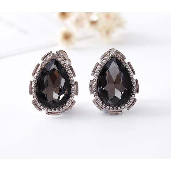 Clip on 1" silver or gold teardrop earrings in a variety of colors