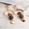 thumbnail image 1 of Clip on 2 1/4" gold and glitter brown beaded hoop earrings, 1 of 4