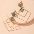 thumbnail image 1 of Clip on 2 3/4" gold and gray double square dangle earrings, 1 of 4