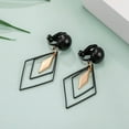 thumbnail image 1 of Clip on 2" black and gold layered dangle earrings, 1 of 1