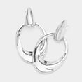 thumbnail image 1 of Clip on 3 1/2" XXlarge silver pinched edge dangle oval hoop earrings, 1 of 1