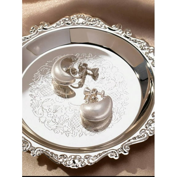 Clip on 3/4" antique silver scoop style earrings