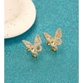 thumbnail image 1 of Clip on 3/4" gold and clear stone butterfly screw back earrings, 1 of 4