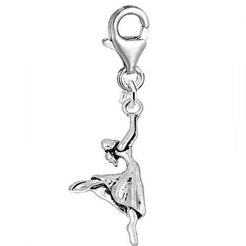 Clip on Ballerina Dancing Girl Charm Pendant for Bracelet or Necklaces