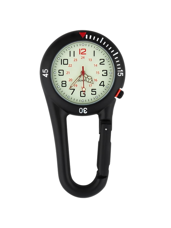 Clip-on Carabiner Watch with Luminous Dial, Nurse Fob Watch with Calendar Display, Backpack Pocket Watch for Hiking Sports Outdoor Activities, Alloy Construction